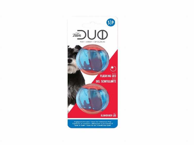Brinquedo Cão Zeus Duo Bola C/Led Ø5Cm 2Un
