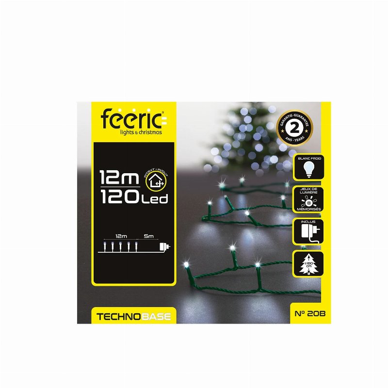Hkh Luzes De Natal Branco Frio Para Exterior 8 Funções 120 Led 12 M