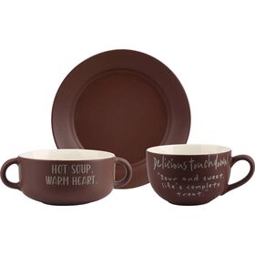 Conjunto 3 Peças Pequeno-Almoço Castanho Kasa 1 Un