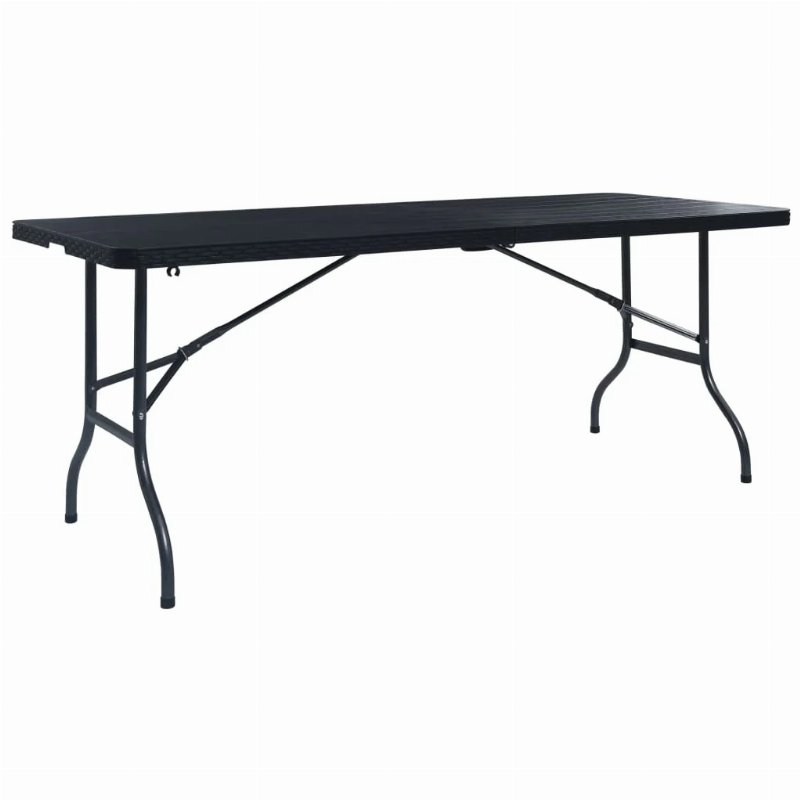 Hkh Mesa De Jardim Dobrável 180X75X72 Cm Pead Imitação Vime - Preto