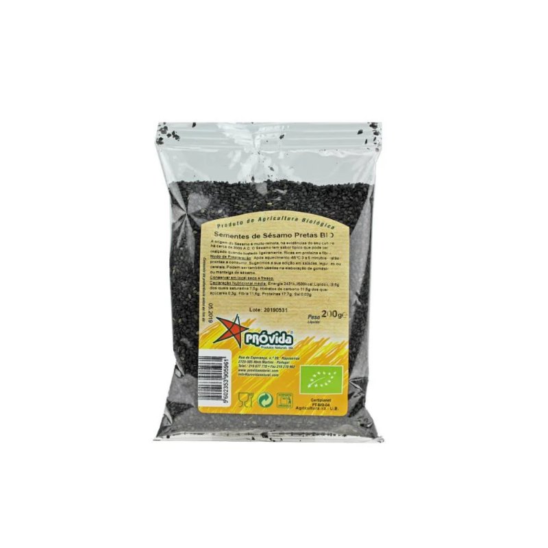Sementes De Sésamo Pretas Bio Próvida 200 g