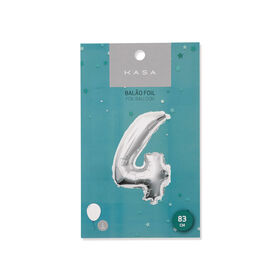 Balão Foil Nº4 83Cm Prateado Kasa