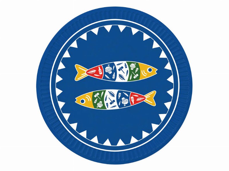 Prato Papel Sardinhas Topbrands Azul Ø23Cm 8 Unidades