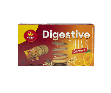 Bolachas Digestivas Thins De Laranja Pack 6 Vieira 0.174Kg