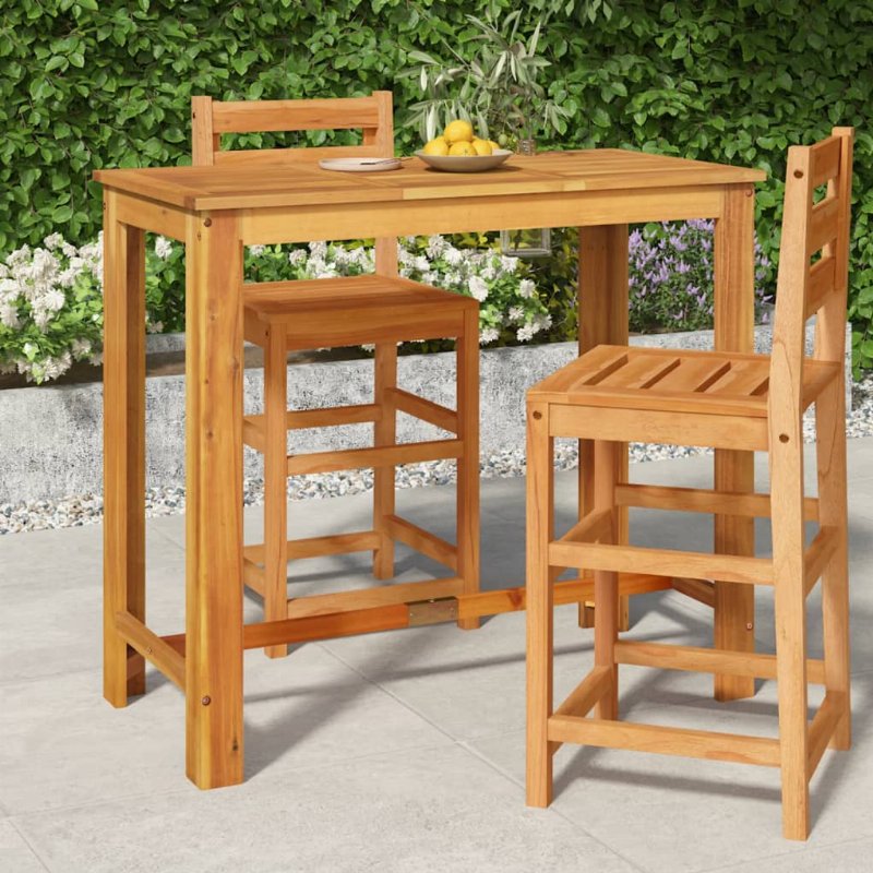 Hkh Mesa De Bar Para Jardim Madeira De Acácia Maciça - Marrom