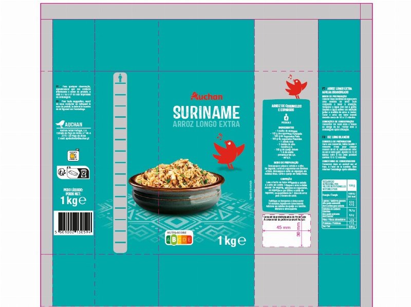 Arroz Agulha Auchan Extra Longo Suriname 1 kg