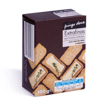 Mini Tostas Extrafinas De Trigo Integral Pingo Doce 0.1Kg