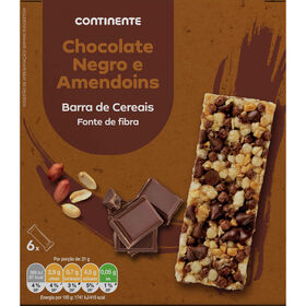 Barras De Cereais Chocolate Negro E Amendoim Continente 126 gr (6 Un)