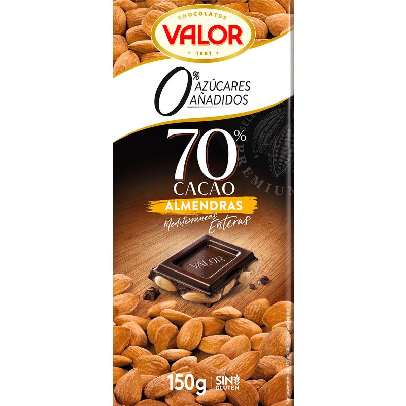 Chocolate Preto Amêndoa Sem Açúcar 70% 150 g