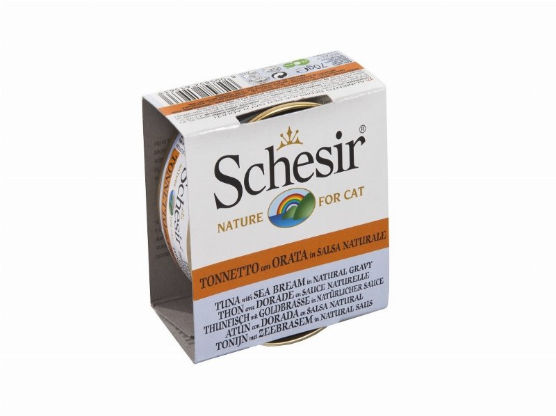 Comida Húmida Para Gato Schesir Lata Com Atum E Dourada 70 g