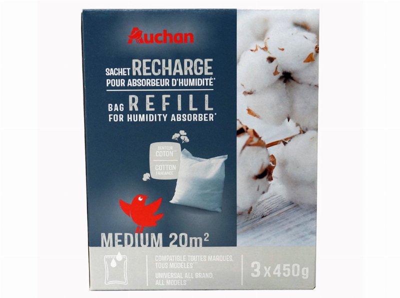 Recarga Para Desumidificador Auchan Algodão 3X450 g