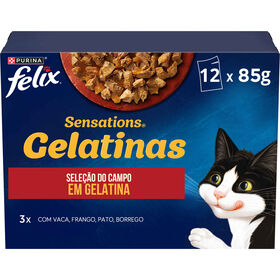 Comida Húmida Para Gato Sensations Saborosa Seleção Numa Gelatina Sabores Purina Felix 12 X 85 g