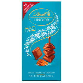 Tablete De Chocolate De Leite Com Caramelo Salgado Lindor Porções Individuais Lindt 100 gr
