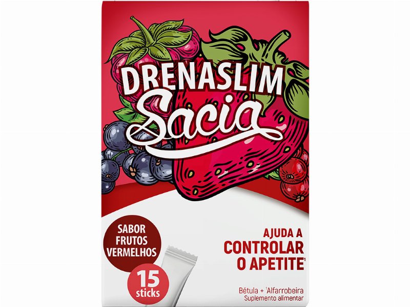 Suplemento Drenaslim Sacia Frutos Vermelh 15 Sticks