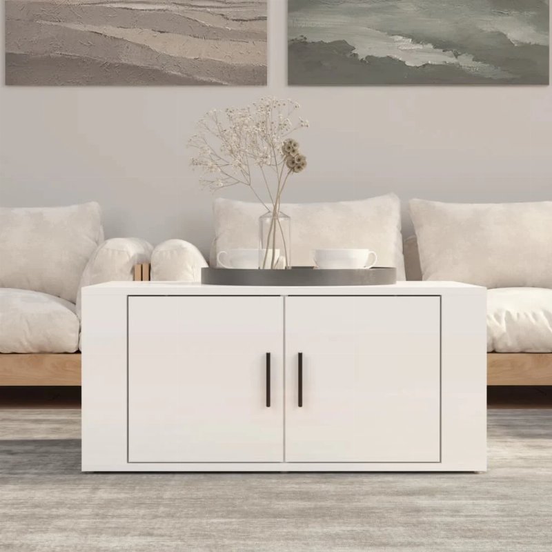 Hkh Mesa De Centro Em Derivados Madeira Brilhante - Branco