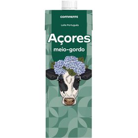 Leite Meio Gordo Açores Com Tampa Rosca Continente Equilíbrio 1 Lt