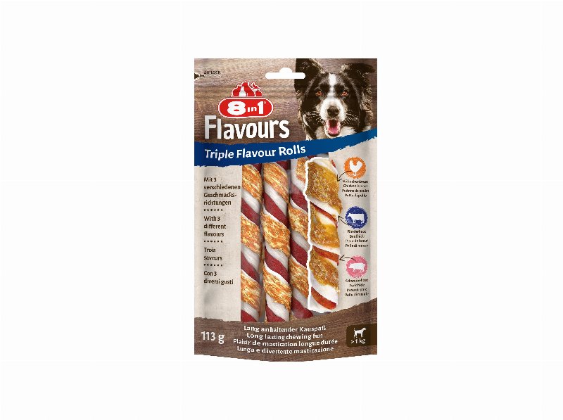 Snacks Cão 8In1 Triple Flavour Rolls 113 g
