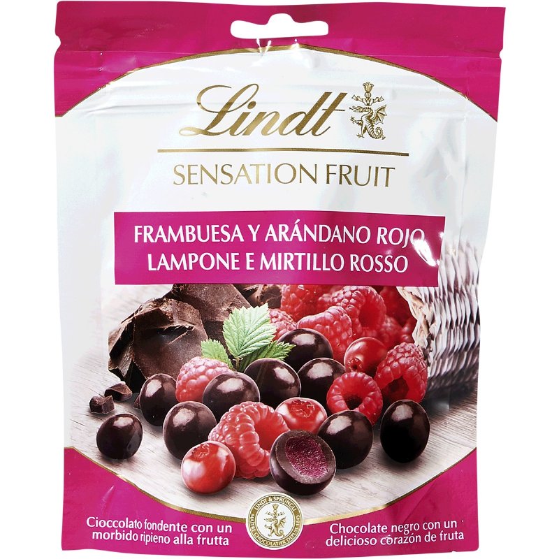 Bombons De Chocolate Preto Recheados Com Framboesa E Mirtilo Sensation Fruit 150 g