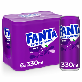 Refrigerante Em Lata Com Gás Uva Sem Açúcar Fanta 6 X 33 cl