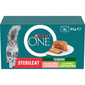 Comida Húmida Para Gato Adulto Esterilizado Terrine Salmão E Cenouras Purina One 4 X 85 g