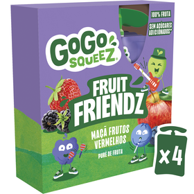 Pack  Saquetas De Fruta Maçã E Frutos Vermelhos Gogo Squeez Fruit Friendz 4 X 90 gr