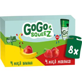 Pack Saquetas De Fruta Morango E Banana Familiar +3A Gogo Squeez 8 X 90 gr