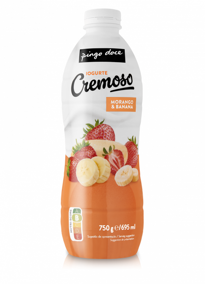 Iogurte Líquido Cremoso Morango E Banana Pingo Doce 0.75L