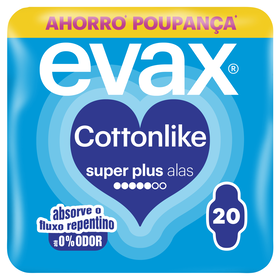 Pensos Higiénicos Cottonlike Super Plus Com Abas Evax 20 Un