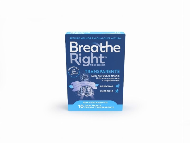 Pensos Breathe Right Nasais Transparentes Tamanho Grande 10Un