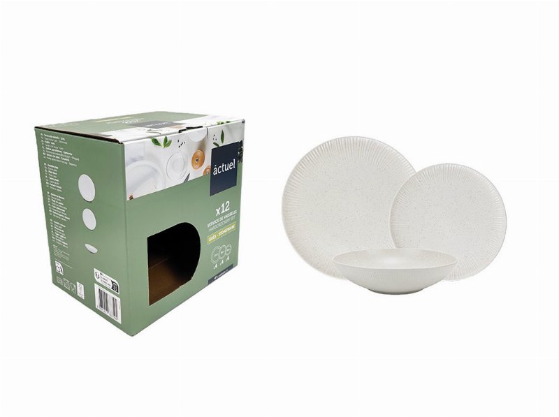 Serviço 12Pcs Actuel Porcelana Relevo Bege