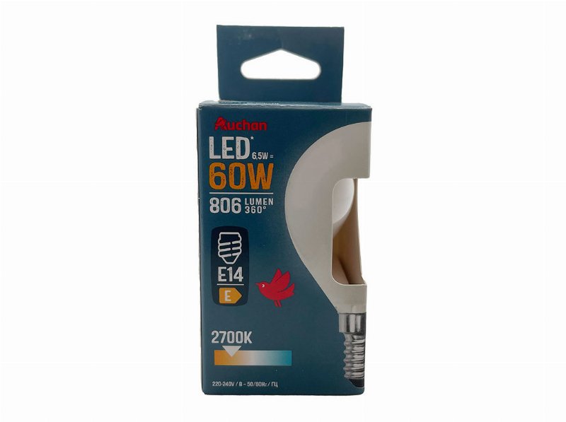 Lâmpada Led Esférica Auchan E14 60W Luz Amarela