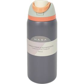 Garrafa Térmica 950 ml Cinza E Verde Kasa