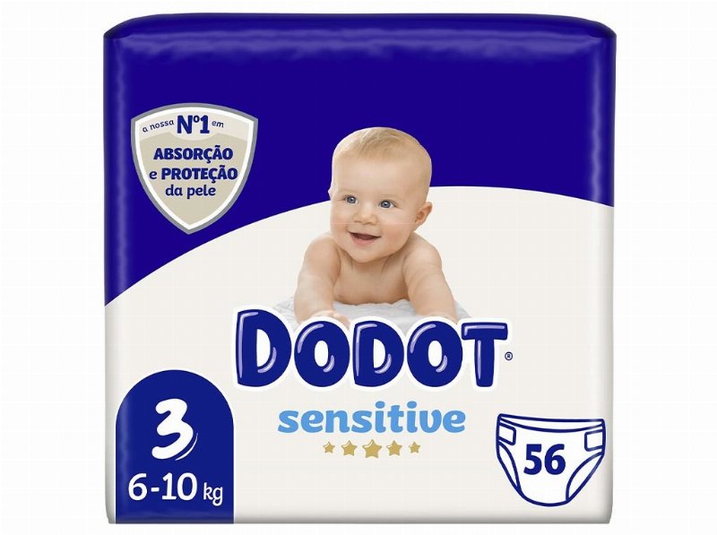 Fraldas Dodot Sensitive T3 6-10 kg 56 Un