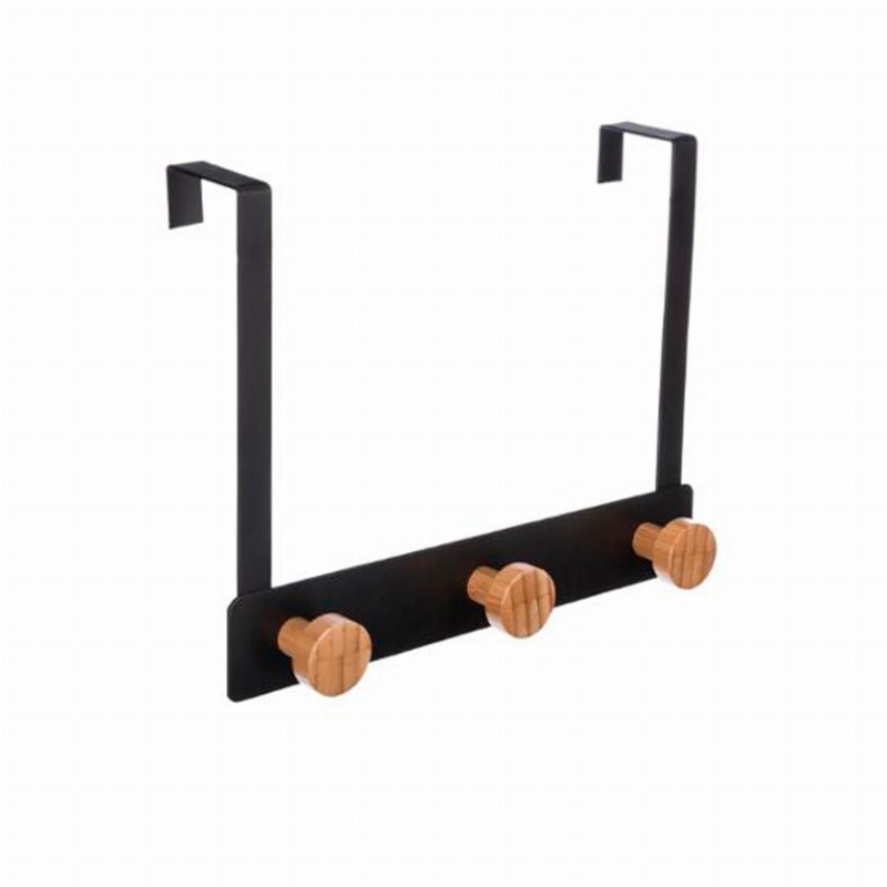 Cabide De Porta Preto Com 3 Ganchos