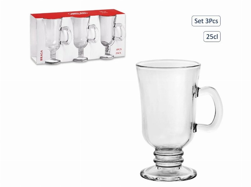 Conjunto 3 Canecas Anilar Vidro 25 cl