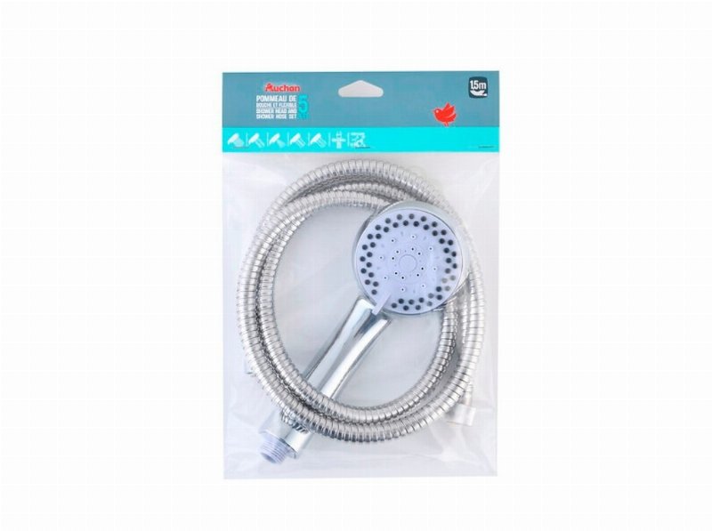 Conjunto Chuveiro Auchan Cromado 5 Funções