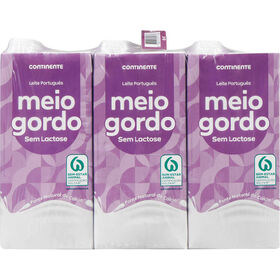 Leite Uht Meio Gordo Sem Lactose Continente 6 X 1 Lt