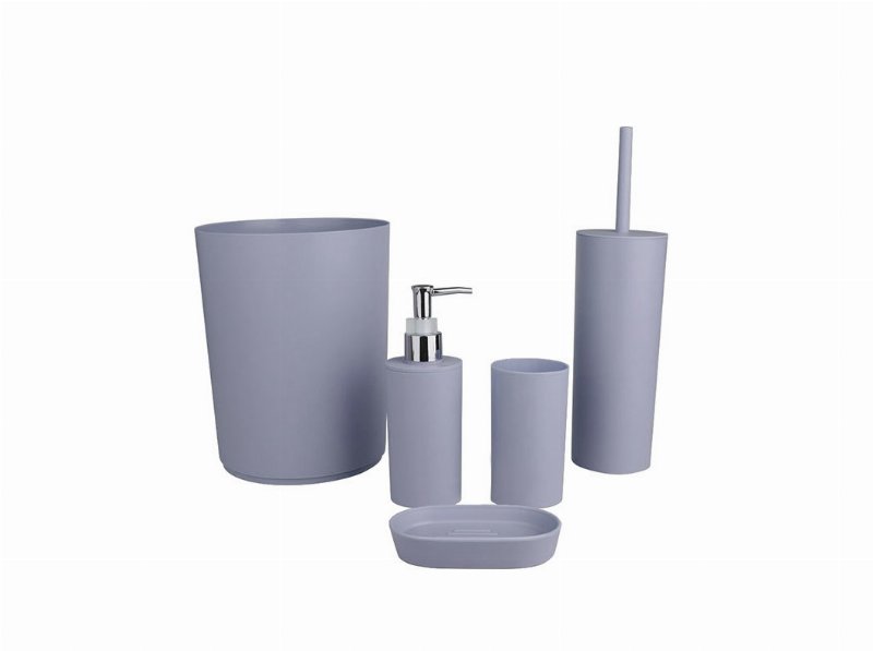 Conjunto De Acessórios Plástico Actuel Casa Banho Cinzento 5 Peças
