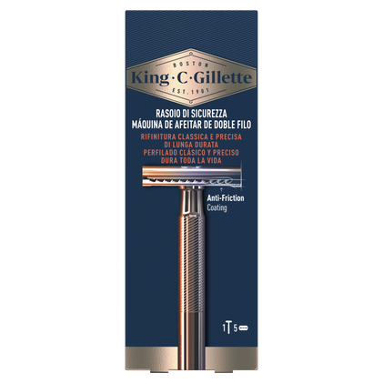 Máquina De Barbear Duplo Gume E 5 Recargas King C. Gillette 5Un