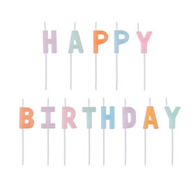 Conjunto Velas Happy Birthday Coloridas Pastel Kasa