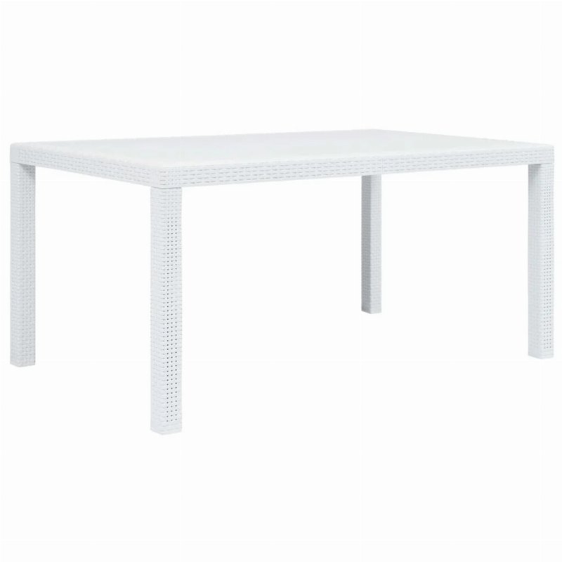 Hkh Mesa De Jardim Plástico Com Aspeto De Vime - Branco