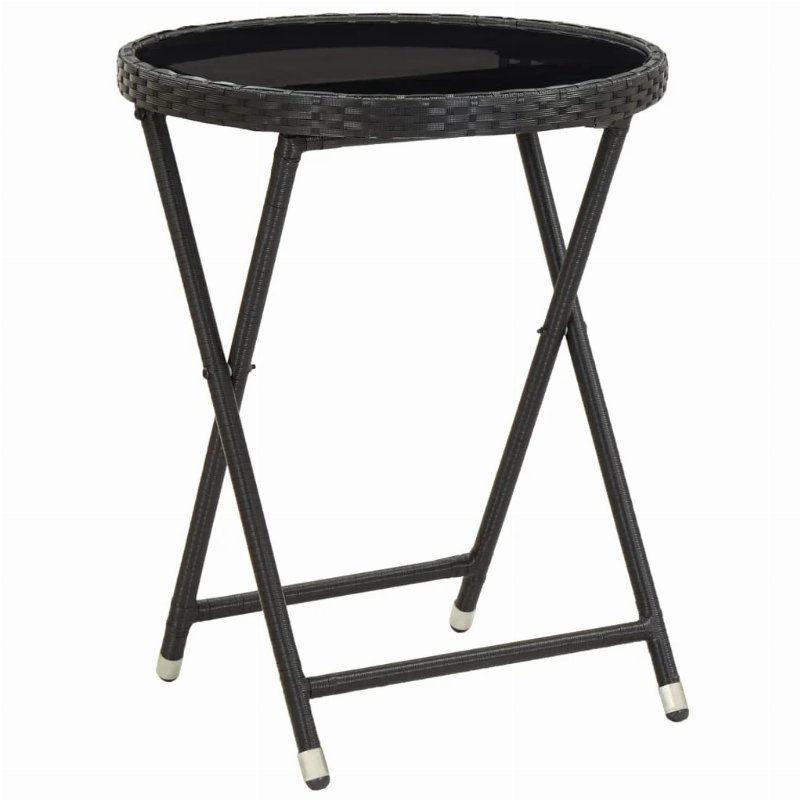 Hkh Mesa De Chá 60 Cm Vime Pe E Vidro Temperado - Preto