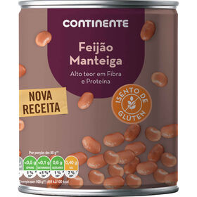 Feijão Manteiga Cozido Continente 830 gr (Peso Escorrido 520 gr)