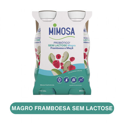 Iogurte Líquido Magro Probiótico Sem Lactose Framboesa Pack 4 Mimosa 4x0.151Kg