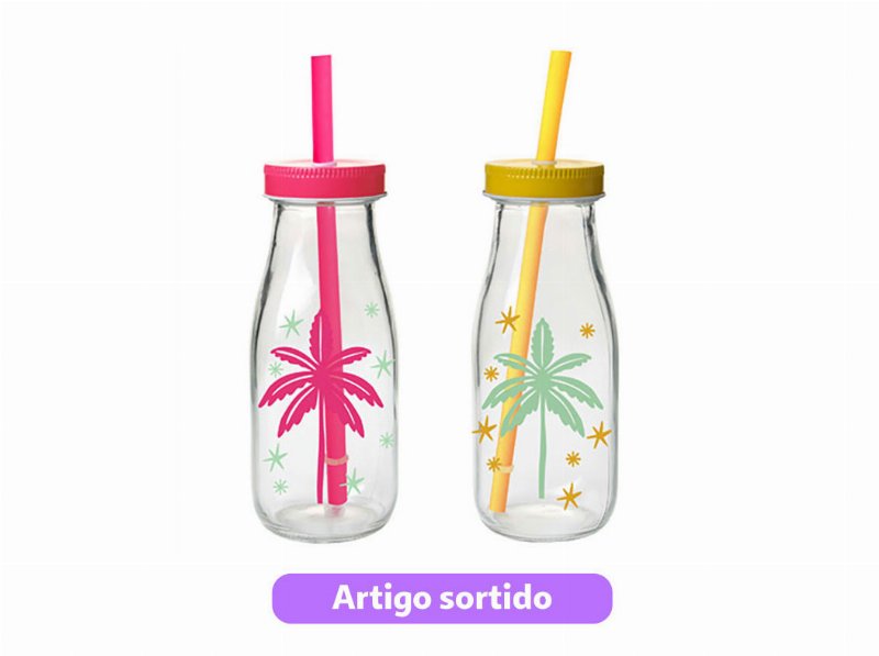 Garrafa Vidro Com Palhinha Actuel 30 cl Cores Sortidas