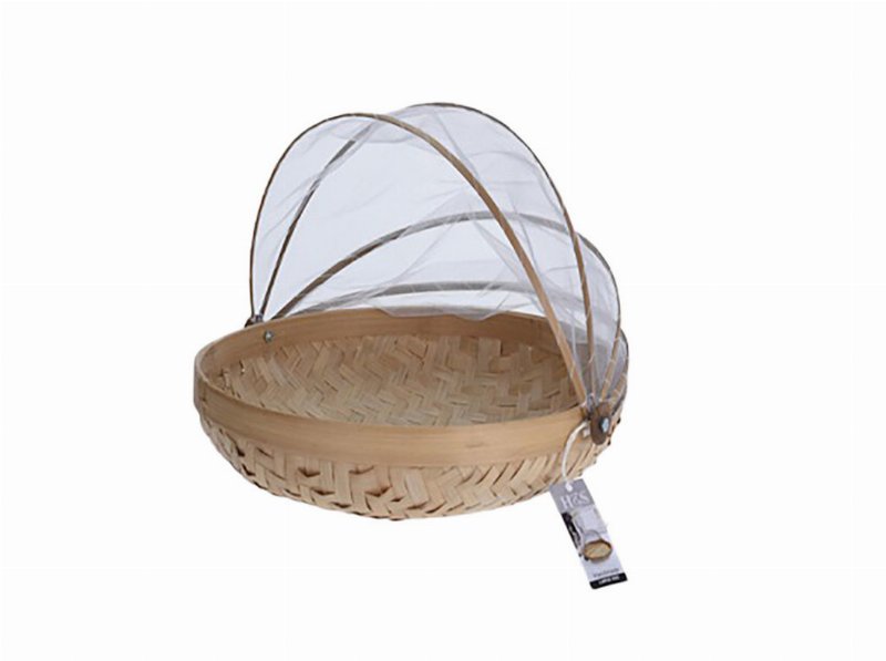 Cesta De Bambu Com Rede Ø30X09Cm
