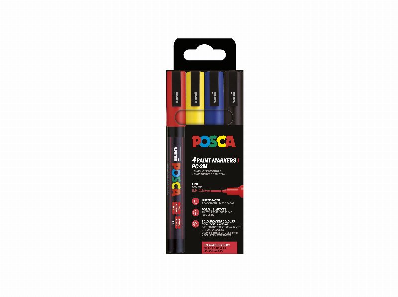 Marcador Colorir Posca Pc-3M Cores Sortidas 4 Unidades