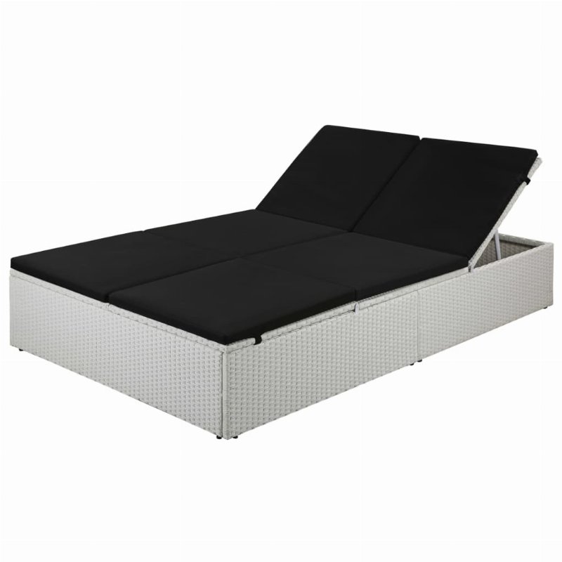 Hkh Espreguiçadeira Com Almofadão Vime Pe Preto - Branco
