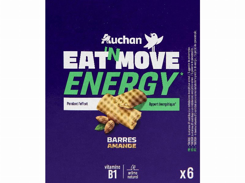 Barras Auchan Eat'n Move Energy Amêndoa 6Un 150 g