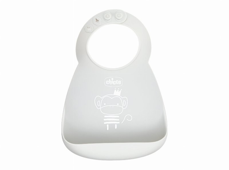 Babete Chicco Silicone Cinza 6+